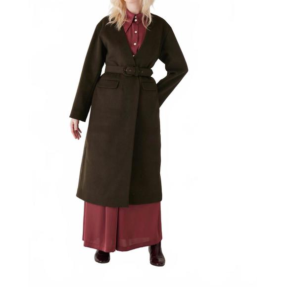 NEW ROSE VELVET nima wool blend coat in moss - Picture 1 of 6